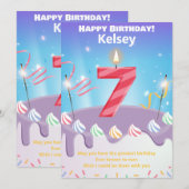 Carte Happy Birthday à sept ans personnalisée (Devant / Derrière)