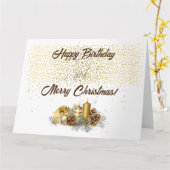 Carte Happy Birthday and Merry Christmas (Fleur jaune)