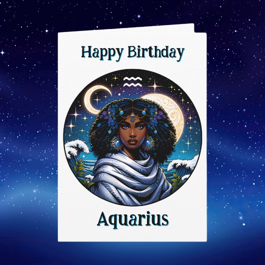 Carte Happy Birthday Aquarius | Inside Coloring Page