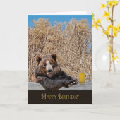 Carte Happy Birthday Bear (Fleur jaune)