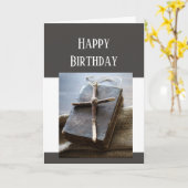 Carte Happy Birthday Bible Cross Love Respect Card (Fleur jaune)