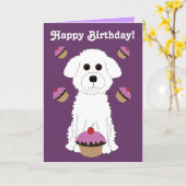 Carte Happy Birthday Bichon (Fleur jaune)