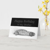 Carte Happy Birthday Brother Classic Cars (Fleur jaune)