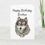 Carte Happy Birthday Brother Humor Wolf<br><div class="desc">Grande image pour Brother oms love wolves or animals with humorous quota about ,  avec loyal et great to howl with</div>