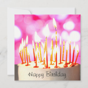 Carte Happy Birthday cake with burning candles