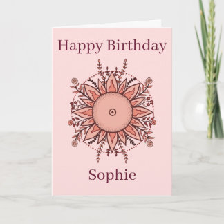 Carte Happy Birthday Card Floral Sun Pink