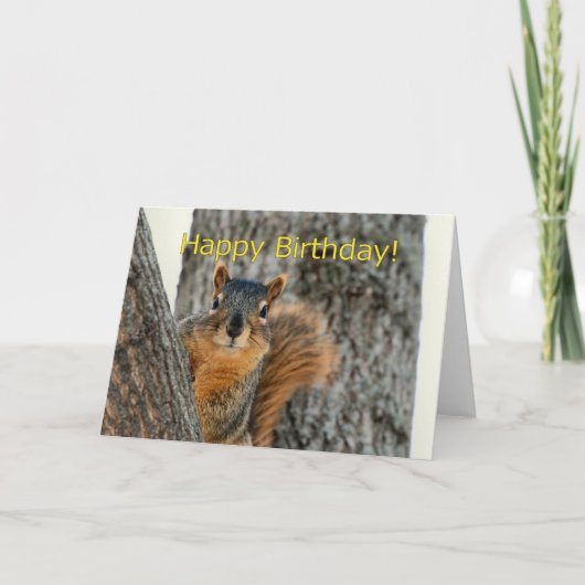 Carte Happy Birthday Card With A Squirrel (Devant)