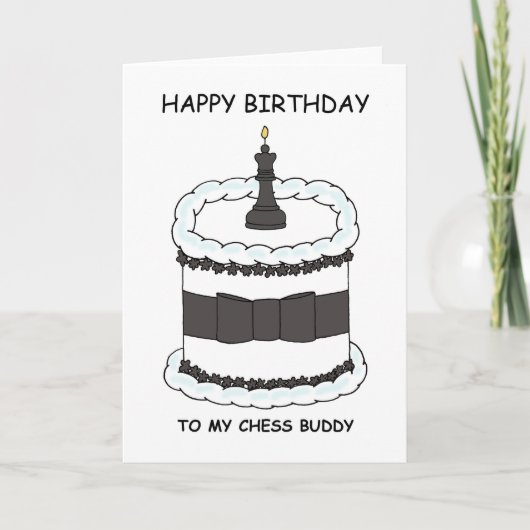 Carte Happy Birthday Chess Buddy Cartoon Cake (Devant)