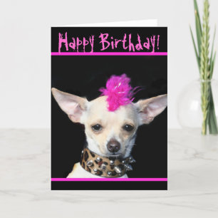 Carte Happy Birthday Chihuahua Punk greeting card
