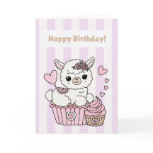 Happy Birthday Cute Llama Girl Card