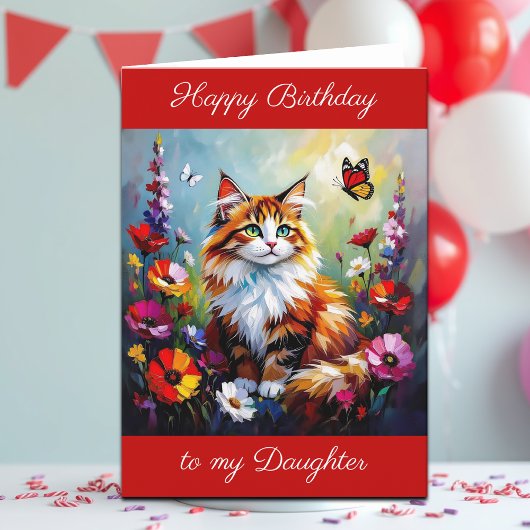 Carte  Happy Birthday Daughter | Cute Cat  