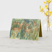 Carte Happy Birthday Deer Wildlife Trees Watercolor (Fleur jaune)