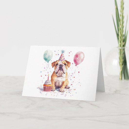 Carte Happy Birthday English Bulldog (Devant)