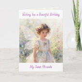 Carte Happy Birthday Fairy Floral Themed Personalized  (Devant)