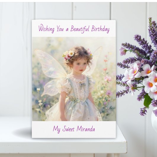 Carte Happy Birthday Fairy Floral Themed Personalized 