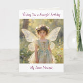 Carte Happy Birthday Fairy Themed Personalized Girl's  (Devant)