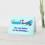 Carte Happy Birthday Father Airplane<br><div class="desc">Les féatures du design sont une biplée. For matching items type "penguincornerstore biplane" into the Zazzle search bar.</div>