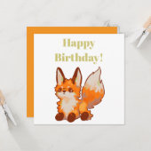 Carte Happy Birthday! Fox, vosje (Devant/Arrière en situation)