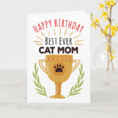 Carte Happy Birthday From Cat - Best Ever Cat Mom! (Fleur jaune)