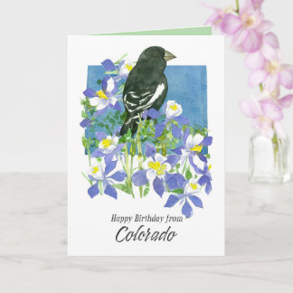 Carte Happy Birthday from Colorado Lark Bunting Flowers