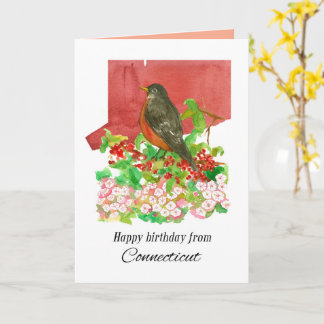 Carte Happy Birthday From Connecticut State Watercolor