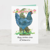 Carte Happy Birthday from Delaware Blue Hen Chicken (Devant)