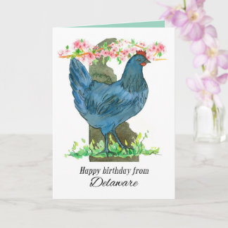 Carte Happy Birthday from Delaware Blue Hen Chicken