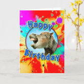 Carte Happy Birthday from the laughing horse (Fleur jaune)