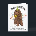 Carte Happy Birthday from Your Labradoodle Buddy<br><div class="desc">Happy Birthday from Your Labradoodler Dog Buddy is a great card for anyone you know who has a Labradoodle. This happy Labradoodle was busy chewing his owner's shoe--- but surprise- he spotted the brightly colored Birthday Cake and stole a piece. You want to laugh, you want to scold, but in...</div>