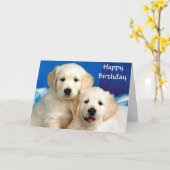 Carte Happy Birthday Golden Retriever Puppies Card (Fleur jaune)