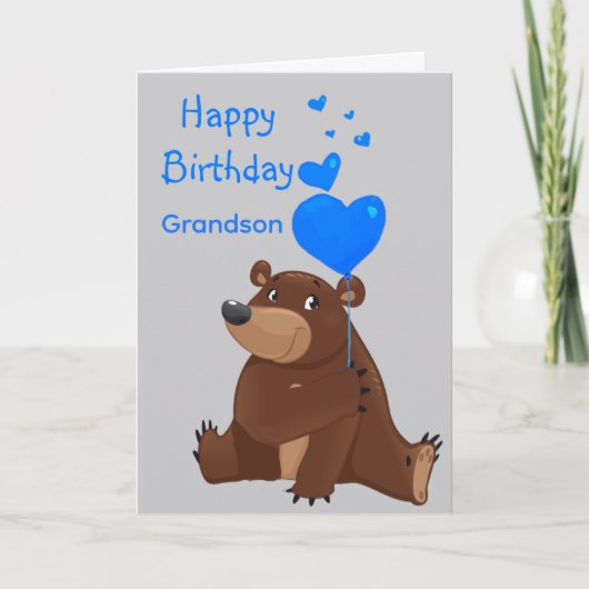 Carte Happy Birthday Grandson Balloon Bear (Devant)