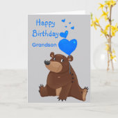 Carte Happy Birthday Grandson Balloon Bear (Fleur jaune)