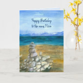 Carte Happy Birthday Husband Lake Zen Rocks (Fleur jaune)