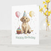 Carte Happy Birthday Labrador Retriever Dogs (Fleur jaune)