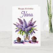 Carte Happy Birthday Nana | Lilacs and Cupcakes (Devant)