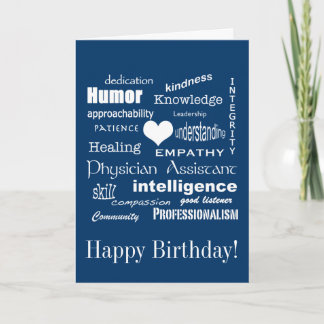 Carte Happy Birthday/Physician Assistant Attributes/Blue