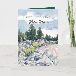 Carte Happy Birthday Priest Mountain Forest Landscape