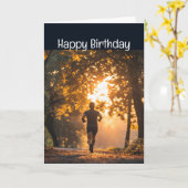 Carte Happy Birthday Runner Running Marathon Competitive (Fleur jaune)