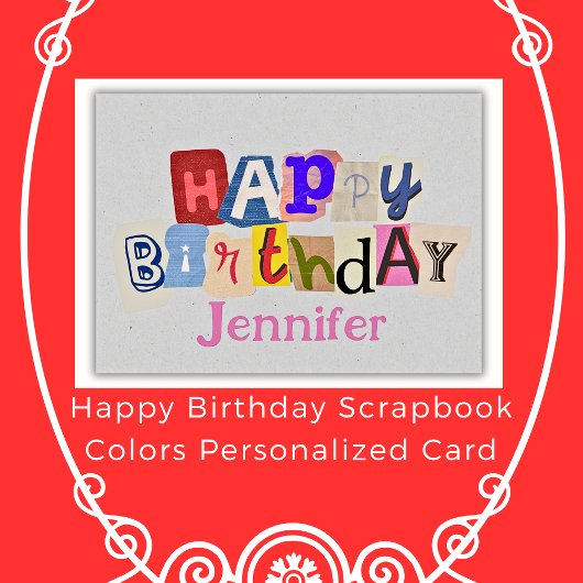 Carte Happy Birthday Scrapbook Colors Nom personnalisé
