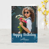 Carte Happy Birthday Selfie Custom Name Confetti (Fleur jaune)