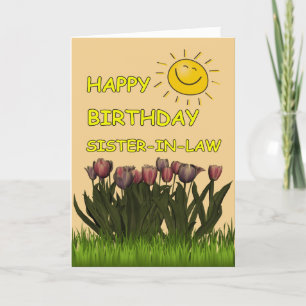 Carte Happy Birthday Sister-In-Law Sun and Flowers