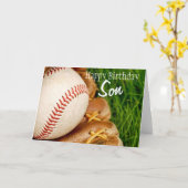 Carte Happy Birthday Son Baseball with Mitt (Fleur jaune)