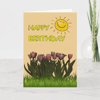 Carte Happy Birthday Sun and Flowers