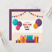 Carte Happy Birthday Tu le You (Devant/Arrière en situation)