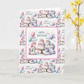 Carte Happy Birthday Unicorn Themed (Fleur jaune)