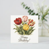 Carte Happy Birthday Vintage Tulip Flowers (Debout devant)