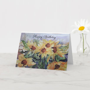 Carte Happy birthday Watercolour Sunflowers