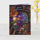 Carte Happy Birthday Witch Girl, Let your Magic Shine! (Fleur jaune)