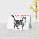Carte Happy Birthday You Cool Tabby Cat Birthday Mens (Fleur jaune)