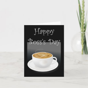 Carte Happy Boss's Day avec cappuccino et texte personna